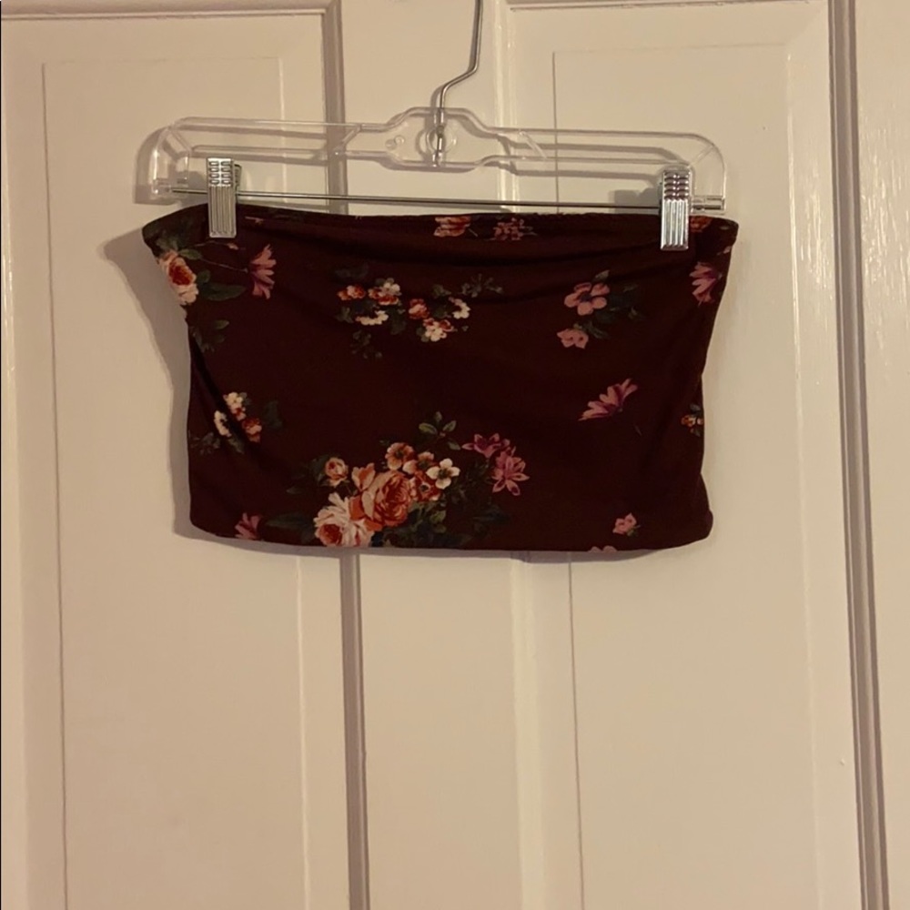 Floral, maroon tube top